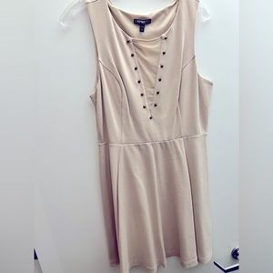 Nude dress for any occasion, above knee, mesh on chest for a sexy touch
